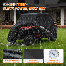 NEVERLAND cover fitted on a parked Polaris RZR demonstrating outdoor protection