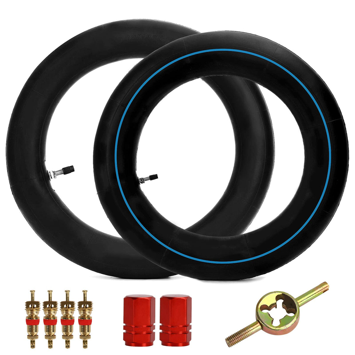 New Olym front and rear tubes packaging showing included accessories and benefit of ready-to-use kit