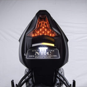 New Rage Cycles rear profile of bracket installed illustrating tighter tailline and cleaner styling