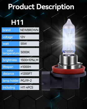 NEWBROWN bulb next to ruler indicating size, showing accurate scale for fitment benefit