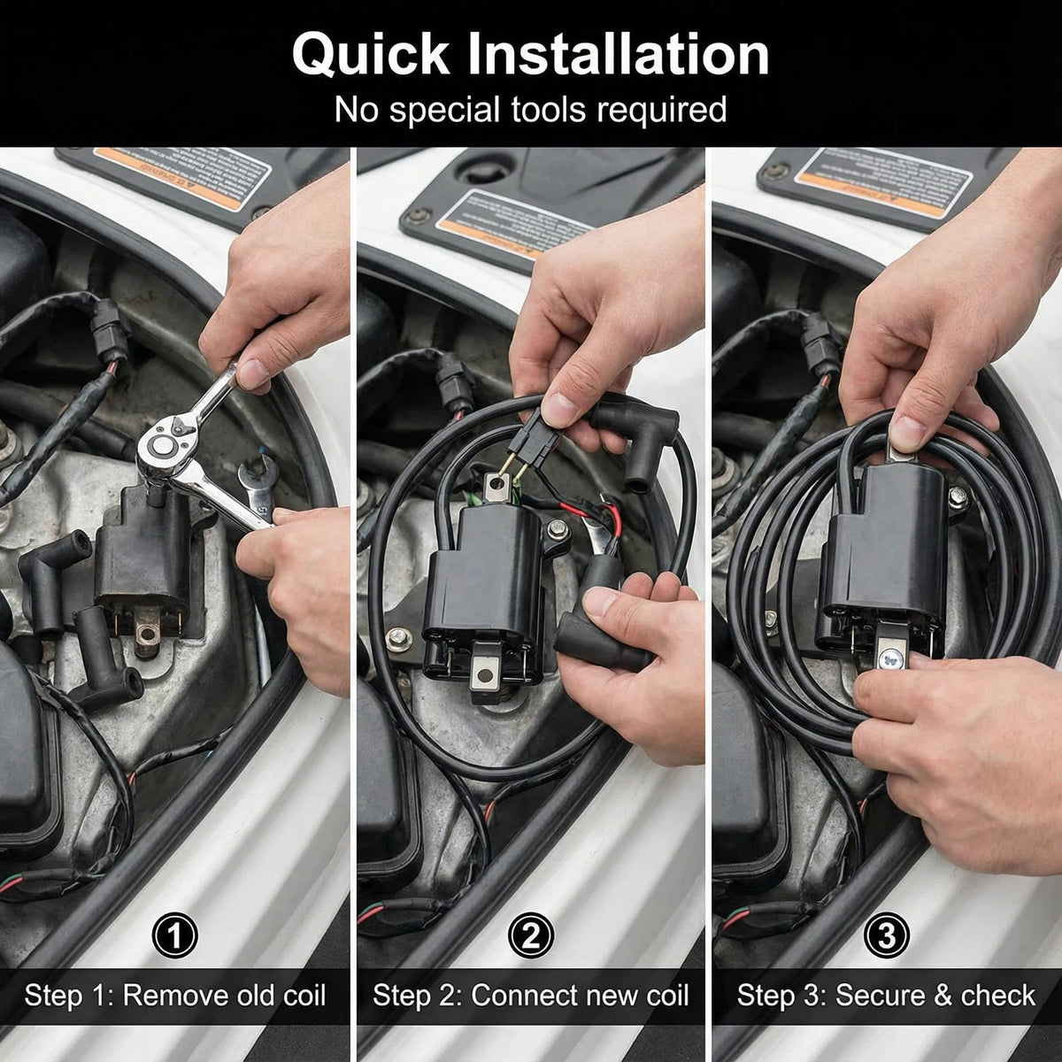 NEWHOW spark plug wire attachment view showing secure connection and consistent ignition