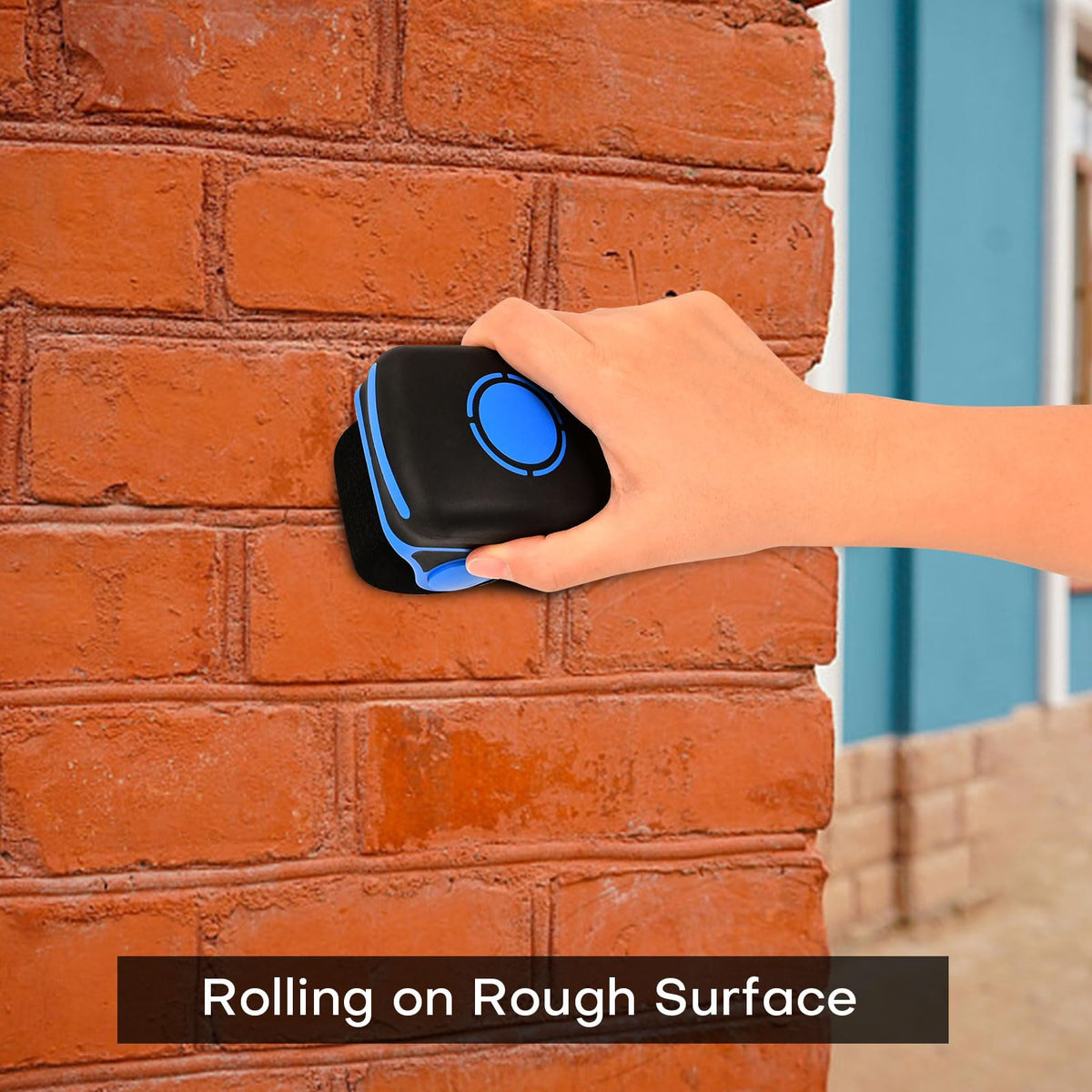 NEWISHTOOL roller smoothing vinyl on a textured wall for even adhesion