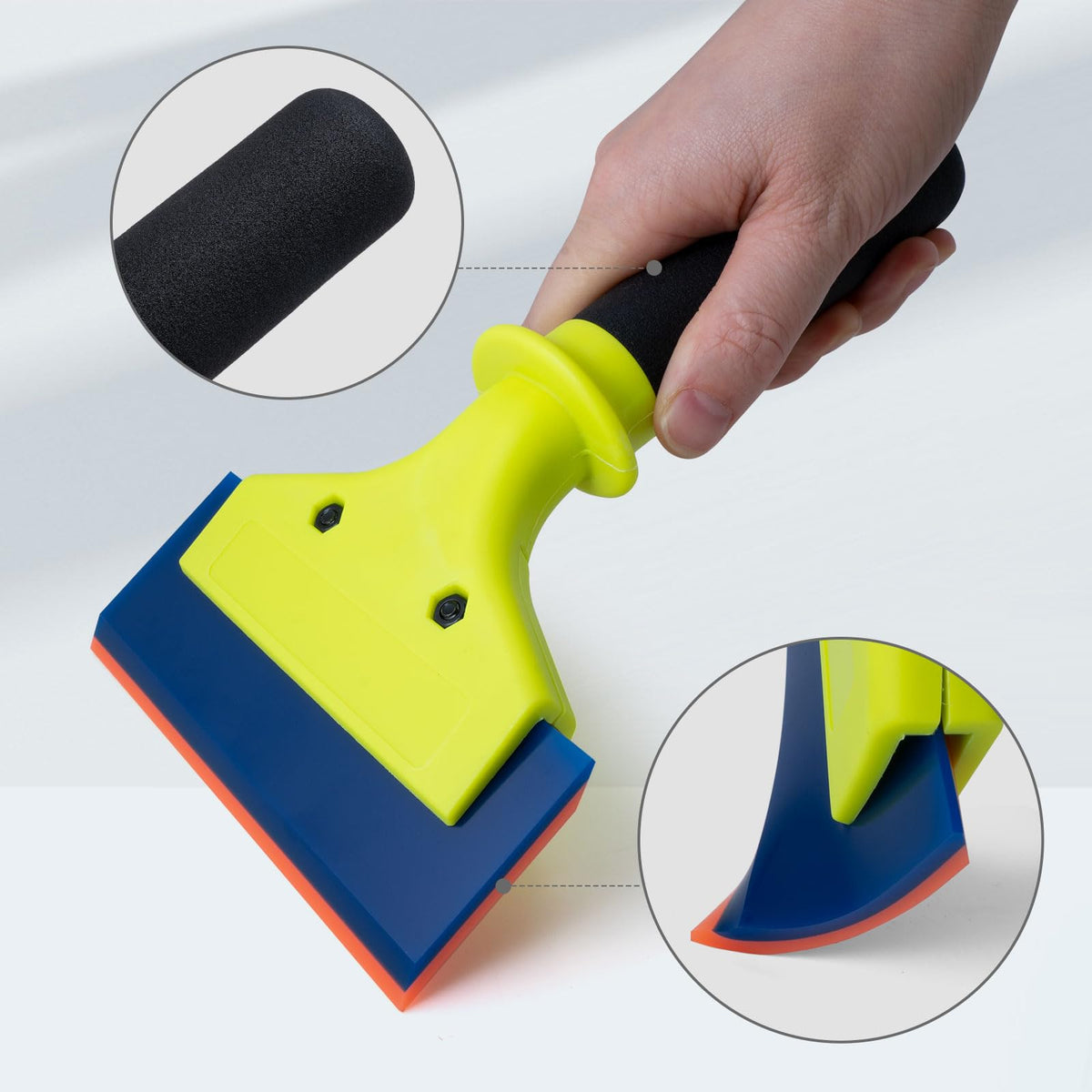 NEWISHTOOL dual-durometer blade detail showing hard and soft sides for versatile finishing