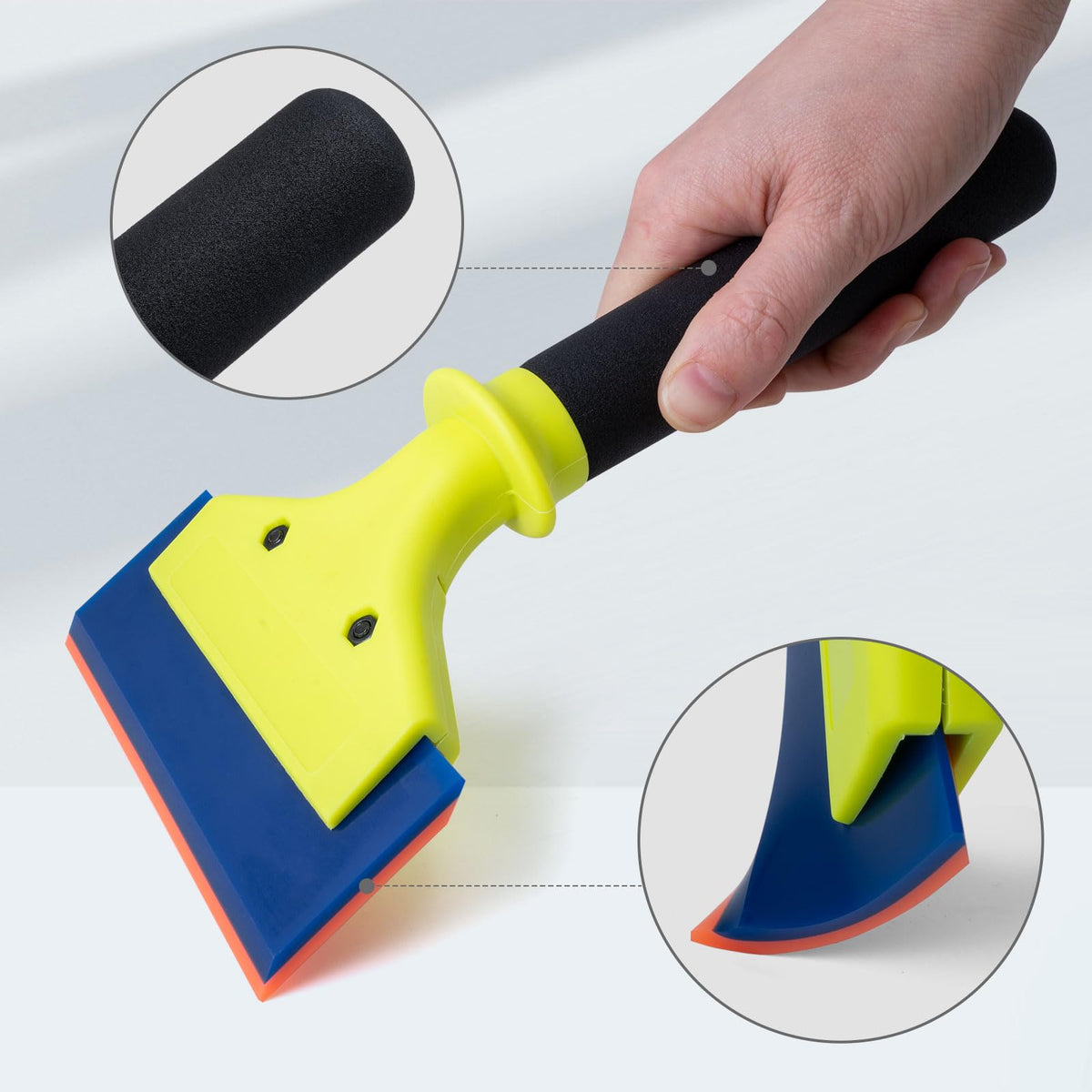 NEWISHTOOL anti-slip nylon handle detail demonstrating secure grip and better control in wet conditions