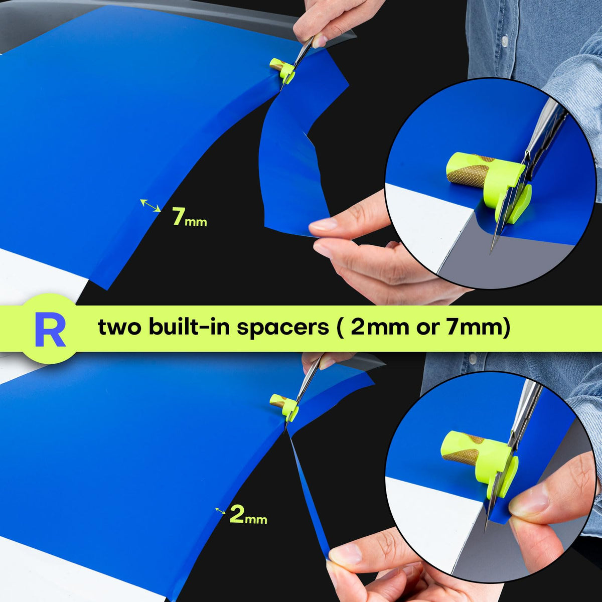 NEWISHTOOL left black and right green guides highlighting handedness benefit