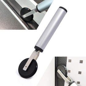NEWISHTOOL smoothing vinyl wrap on a curved panel for even adhesion