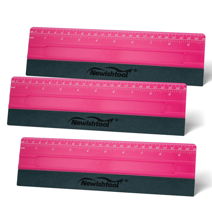 NEWISHTOOL front view showing full squeegee and bright-rose visibility