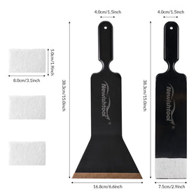 NEWISHTOOL tools on windshield during install illustrating efficient film smoothing and cleanup