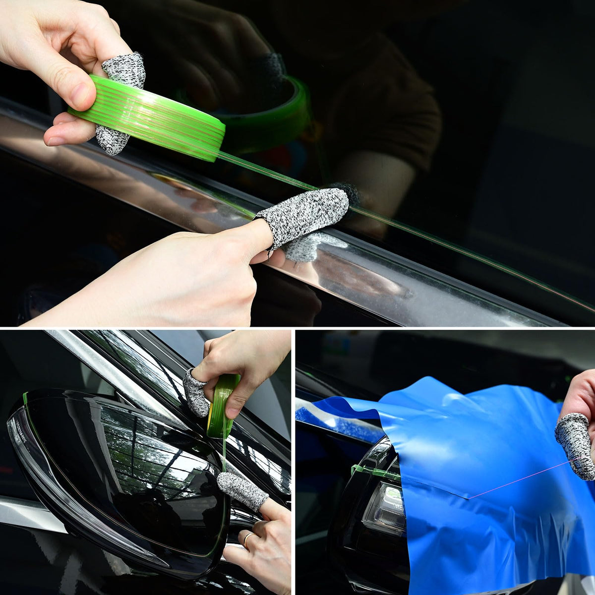 NEWISHTOOL trimming vinyl on hood illustrating smooth contour cuts for professional finish