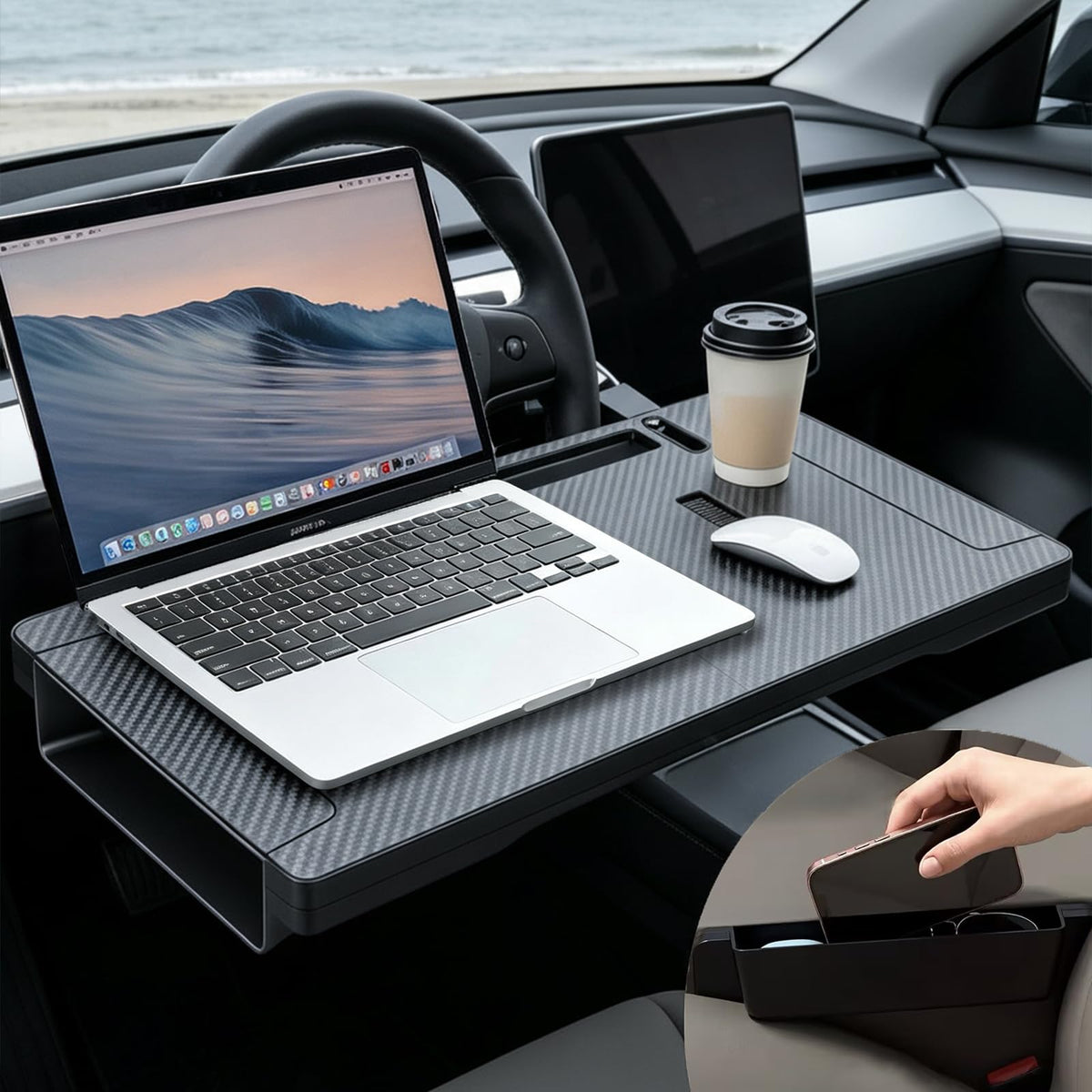 NEWNUBI front view of tray showing stable workspace benefit