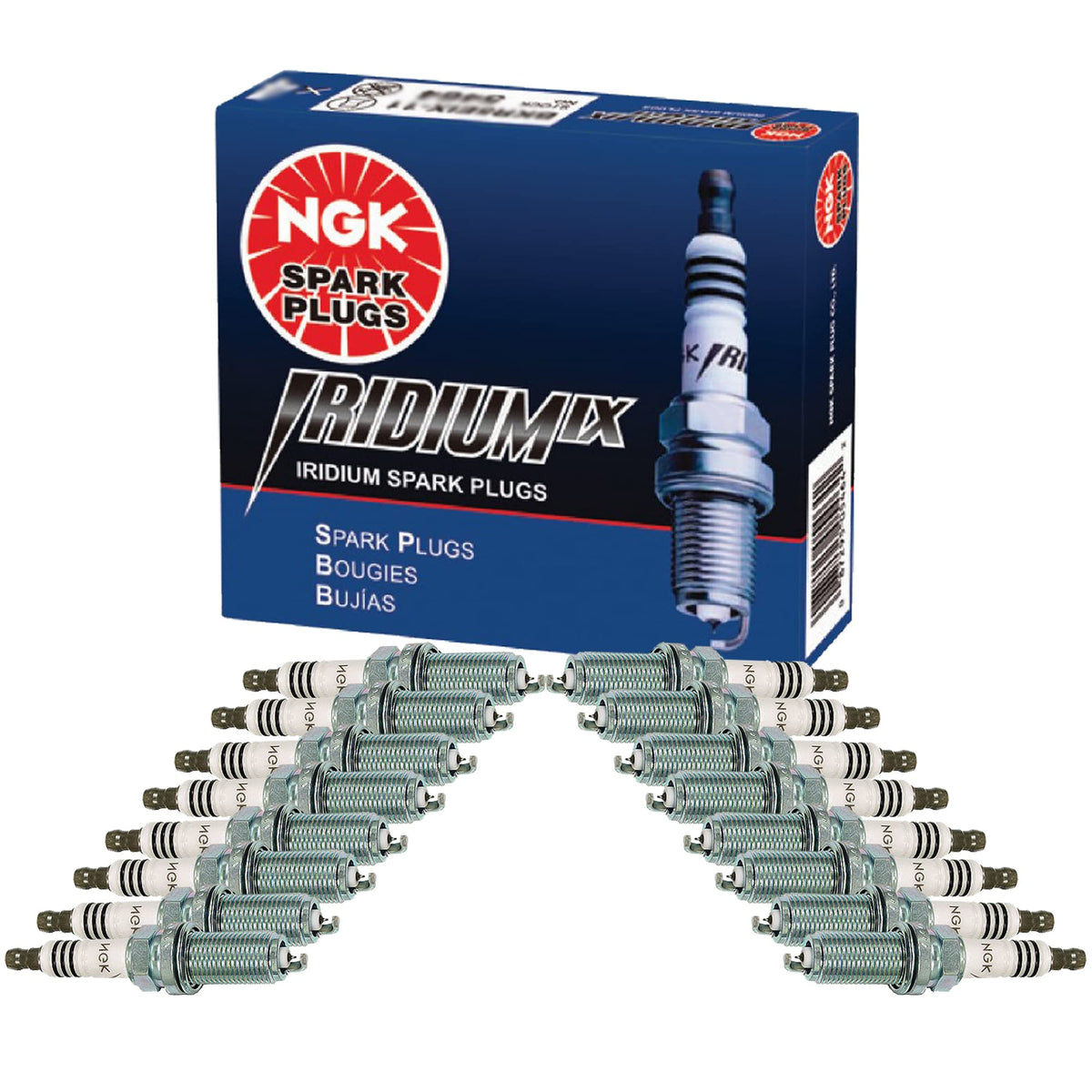 Newparts NGK front packaging view showing iridium plugs and clear part labeling for correct fit