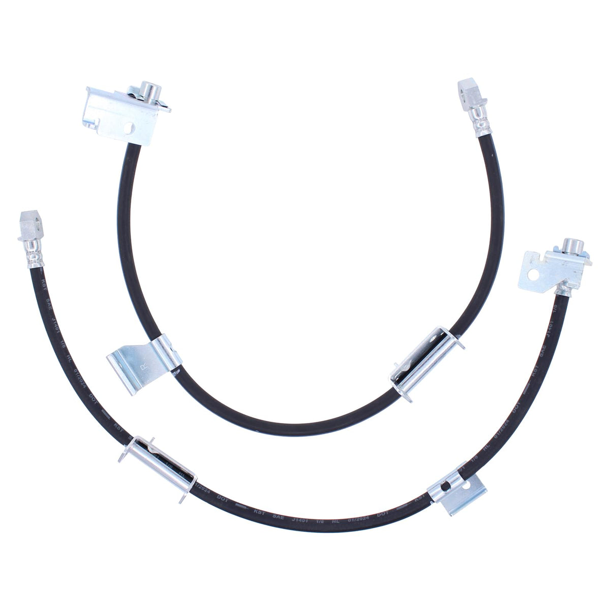 NewYall brake hose beside ruler showing accurate OEM length for correct fit