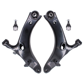 NewYall front left and right control arms in packaging showing fitment and parts benefits