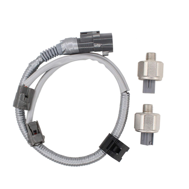 NewYall front packaging of knock sensors with pigtail showing components and fitment benefits