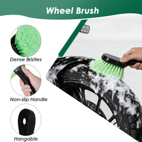 NexaBrush wheel brush inserted into rim groove reaching brake-dust for deeper clean