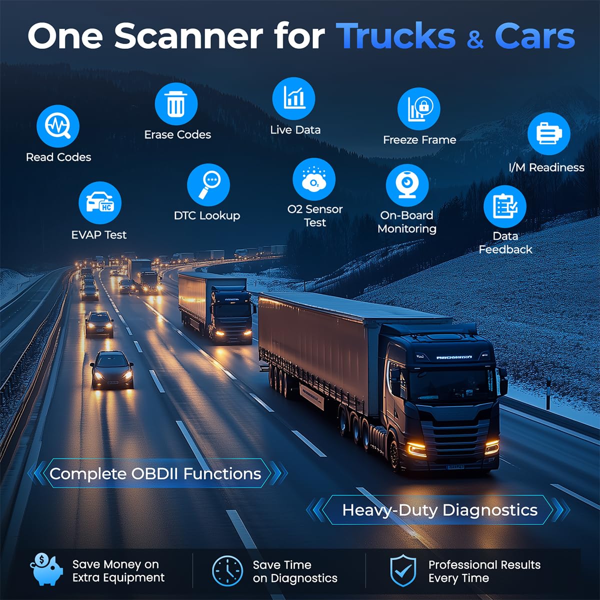 NEXAS NL102 in use on Freightliner showing quick on-the-vehicle diagnostics
