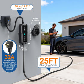 NexCyber charger mounted in garage charging an EV for convenient home refueling