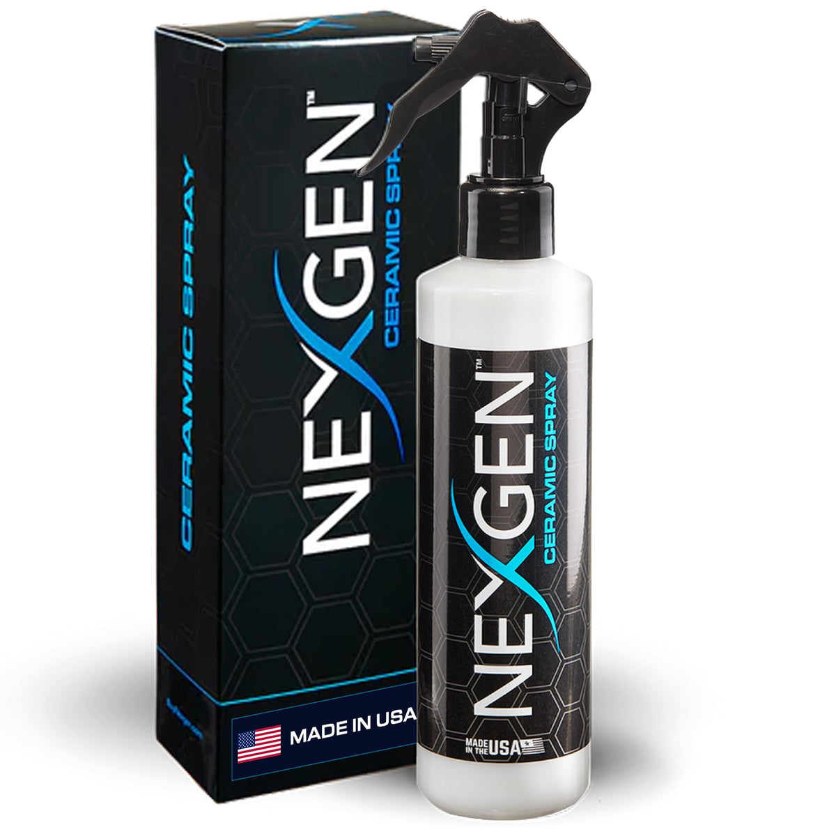 Nexgen bottle front view showing label and size with clear benefits