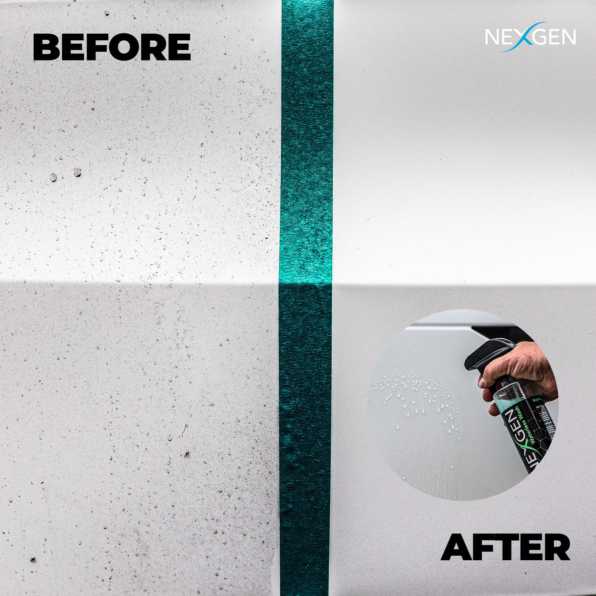 Nexgen used in driveway lifestyle scene for quick detailing