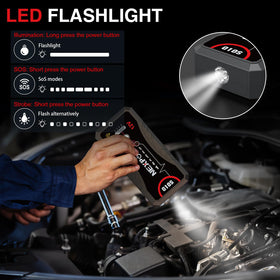 NEXPOW LED flashlight in use providing bright illumination for roadside repairs