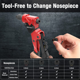 NEXTACK nosepieces and HSS drill bits laid out for quick size selection