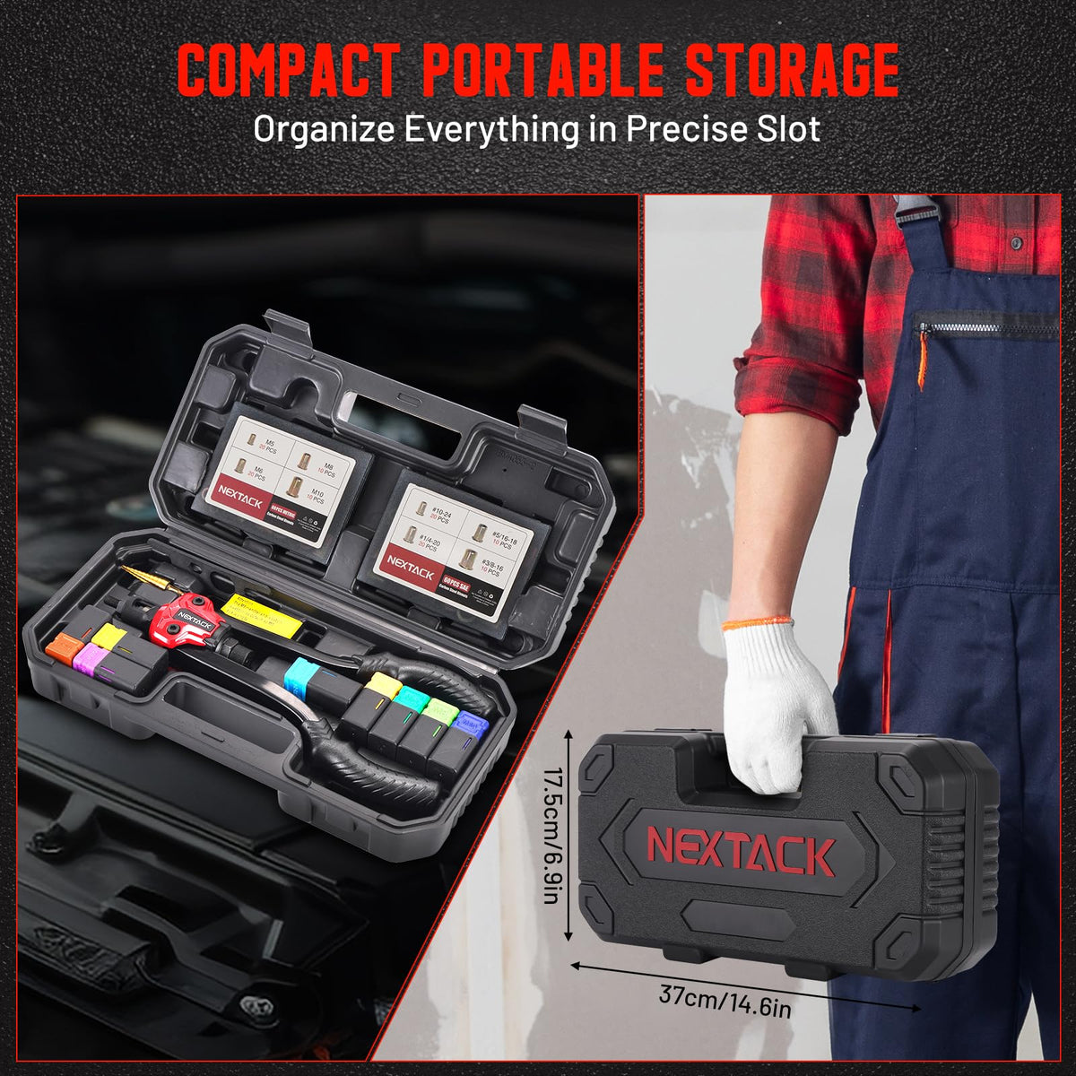 NEXTACK long 13-inch handles giving leverage for easier nutsert installation