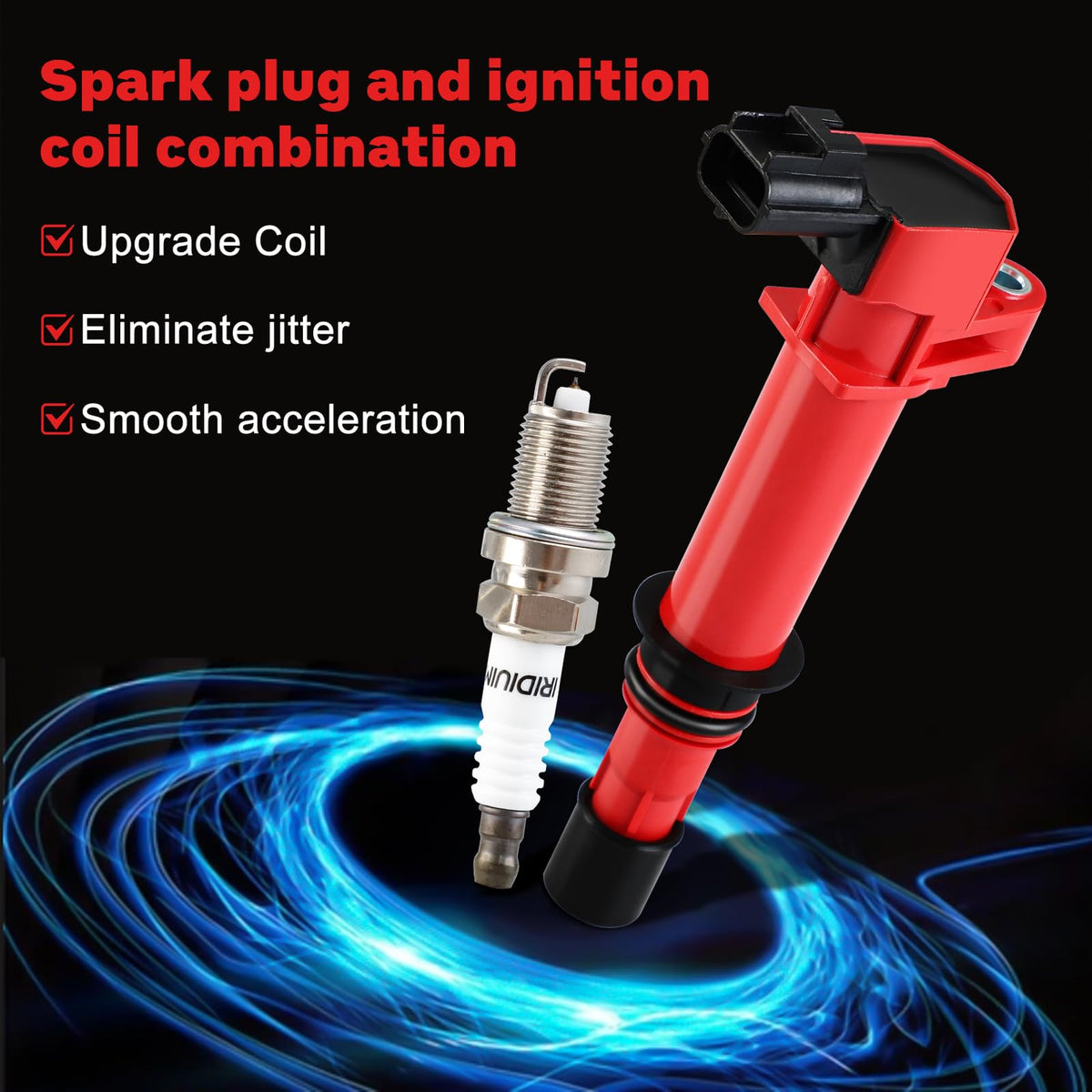 Nextirrer UF270 ignition coil top view highlighting connector and fitment - ensures correct replacement