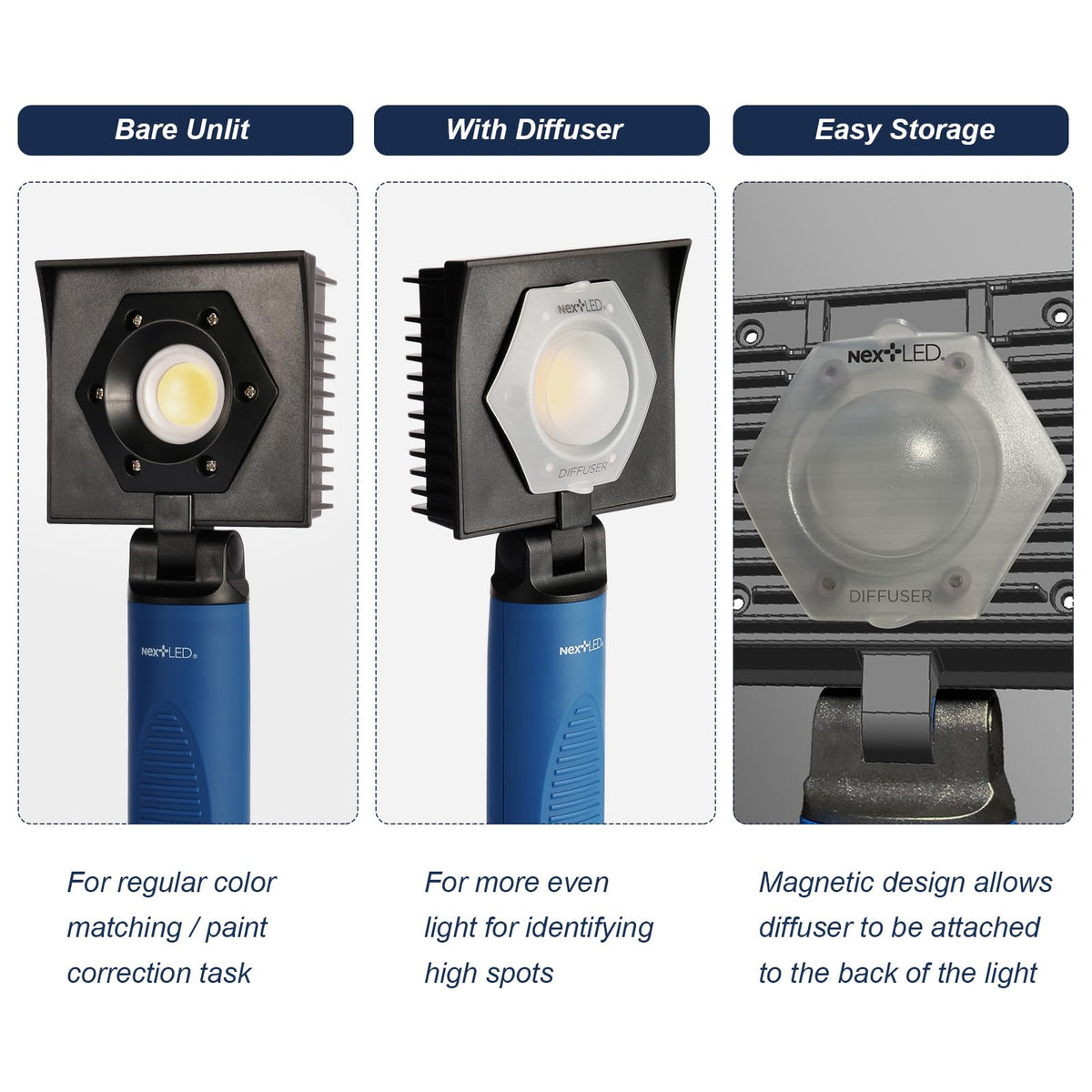 NextLED NT-V3505 control panel and USB port showing easy charging and battery indicator