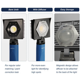 NextLED NT-V3505 control panel and USB port showing easy charging and battery indicator