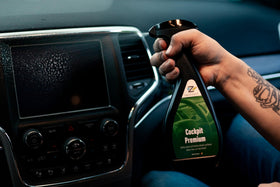 nextzett treated leatherette surface showing non-greasy matte result