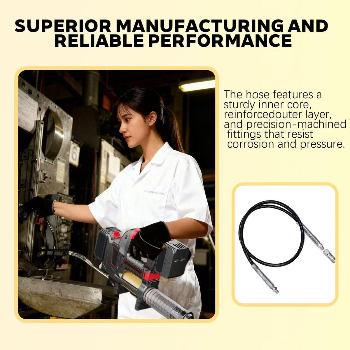 NffrTuTu hose in mechanic worksite scenario, speeds maintenance tasks