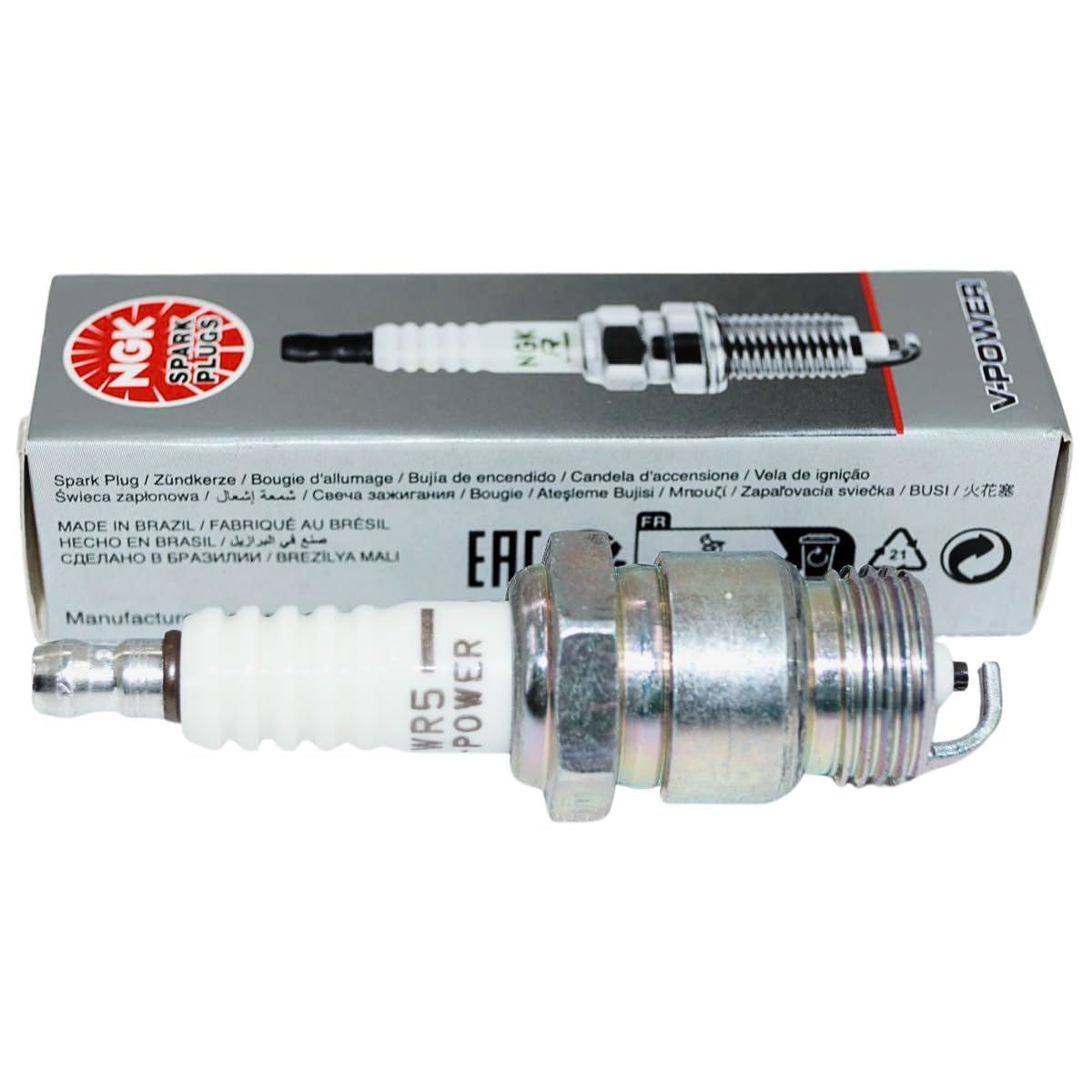 NGK 2438 center and ground electrode close-up highlighting improved ignitability