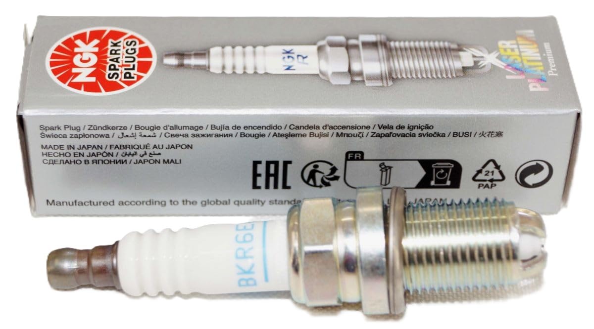 NGK close-up of platinum center electrode highlighting durable spark performance