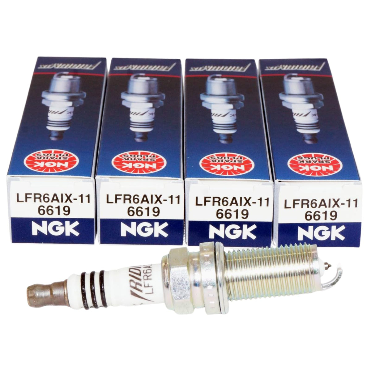 NGK 6619 front packaging showing four iridium spark plugs and clear labeling for easy identification