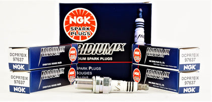 NGK 97637 front packaging showing part number and four plugs benefit reliability