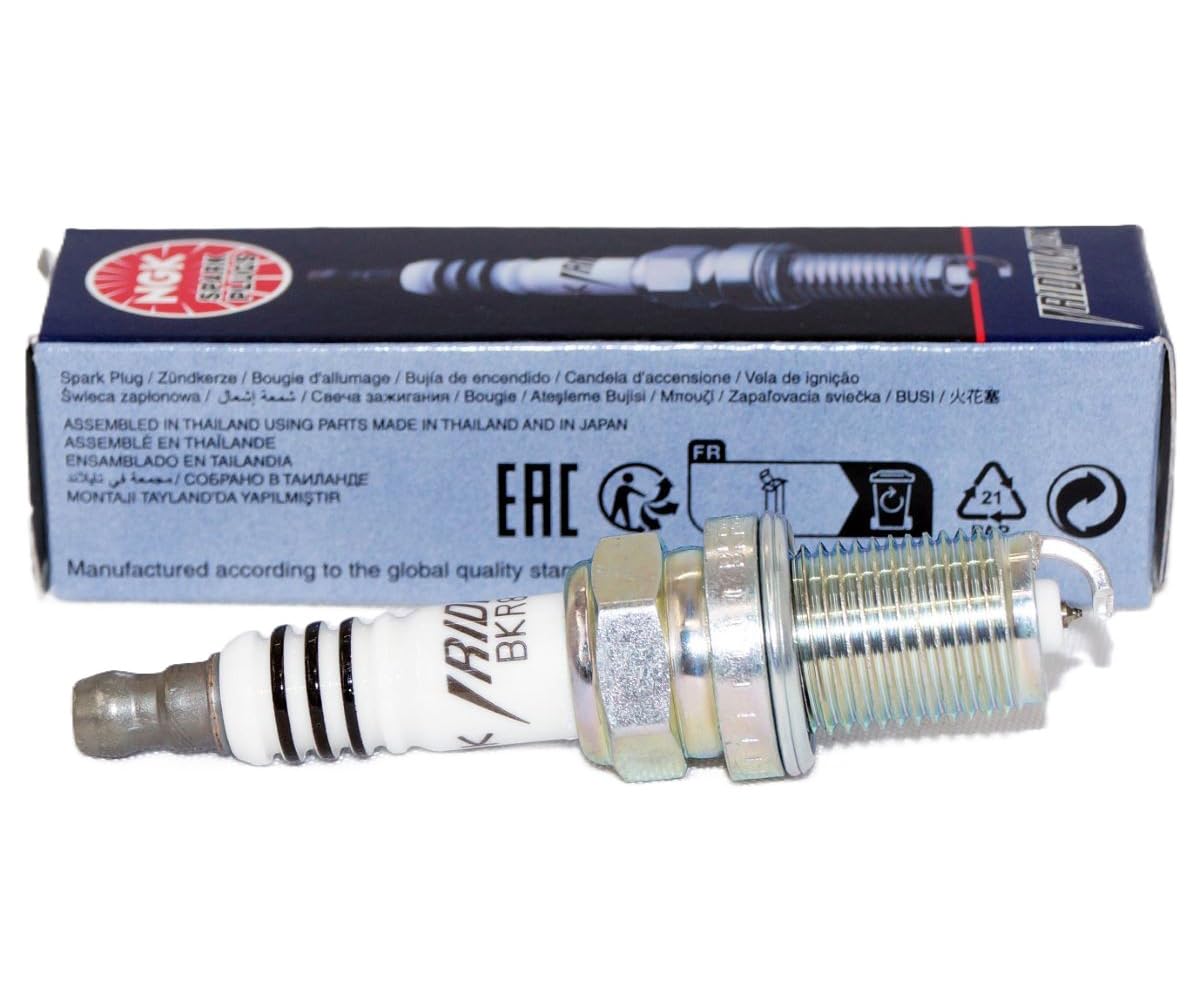 NGK BKR8EIX close-up iridium electrode detail highlighting durability