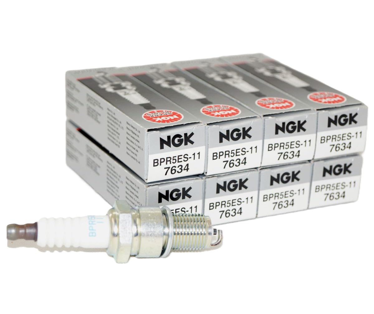 NGK BPR5ES-11 front packaging showing eight plugs and label, NGK reliability