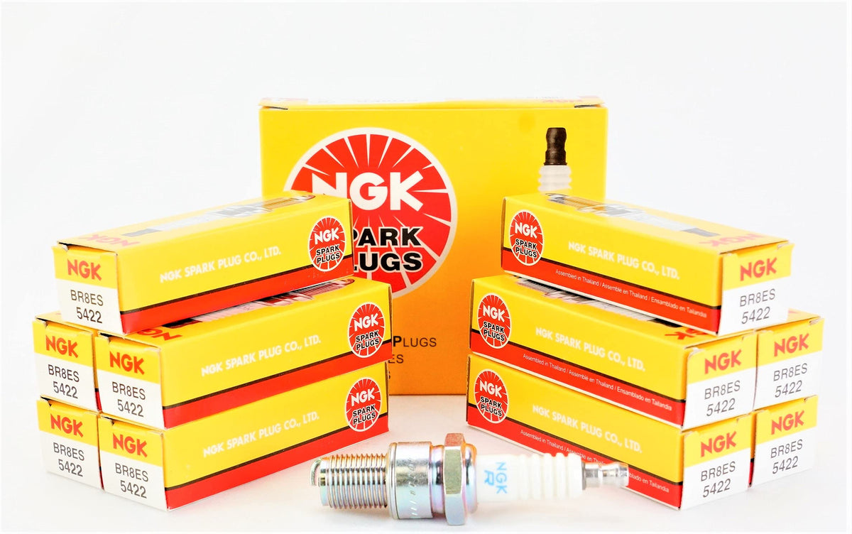 NGK BR8ES front packaging showing box and quantity, clear replacement identification benefit