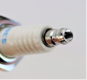 NGK BR8ES single plug close-up highlighting shell and insulator for easy inspection benefit