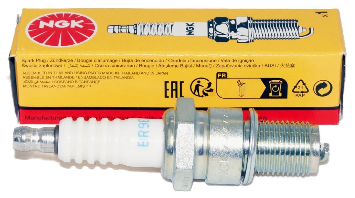 NGK BR9ES close-up of center and ground electrode for reliable spark