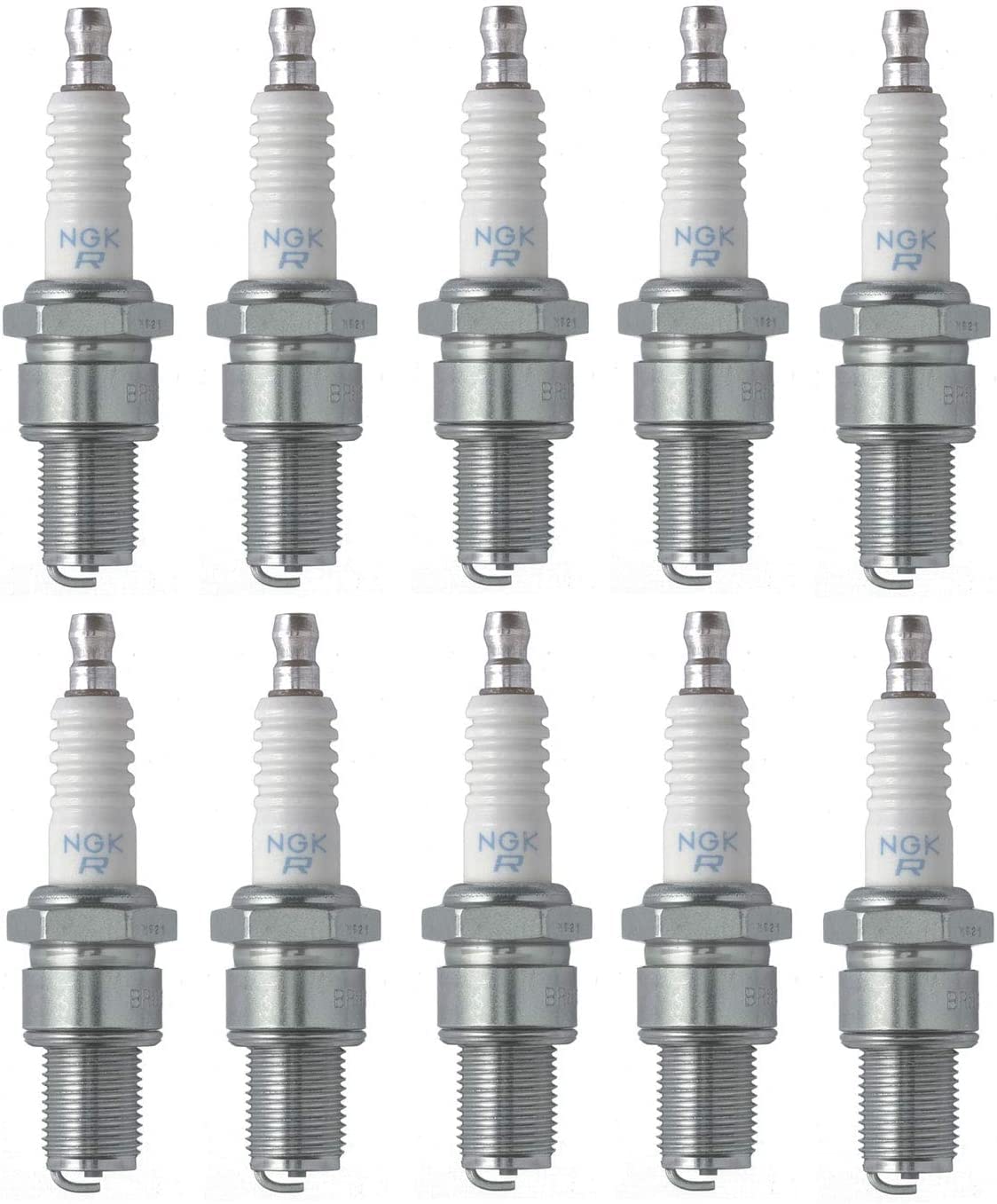 NGK BR9ES front view pack showing ten plugs and easy identification benefit