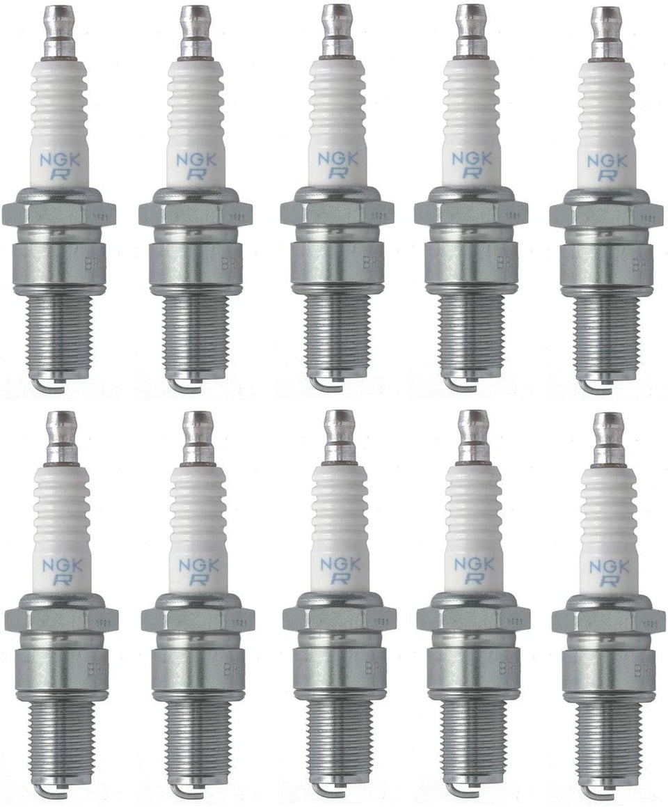 NGK BR9ES front view pack showing ten plugs and easy identification benefit