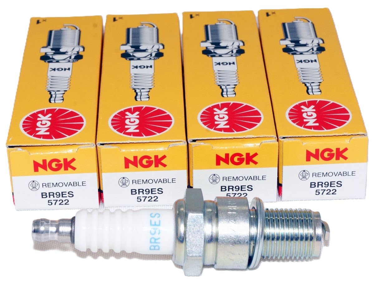 NGK BR9ES front view showing plug shape and branding, confirming fit