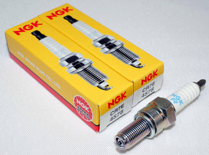 NGK CR7E front packaging showing two genuine plugs and part number for quick identification