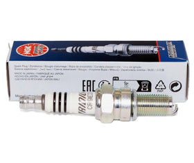 NGK CR9EIX single spark plug close-up showing construction and fit