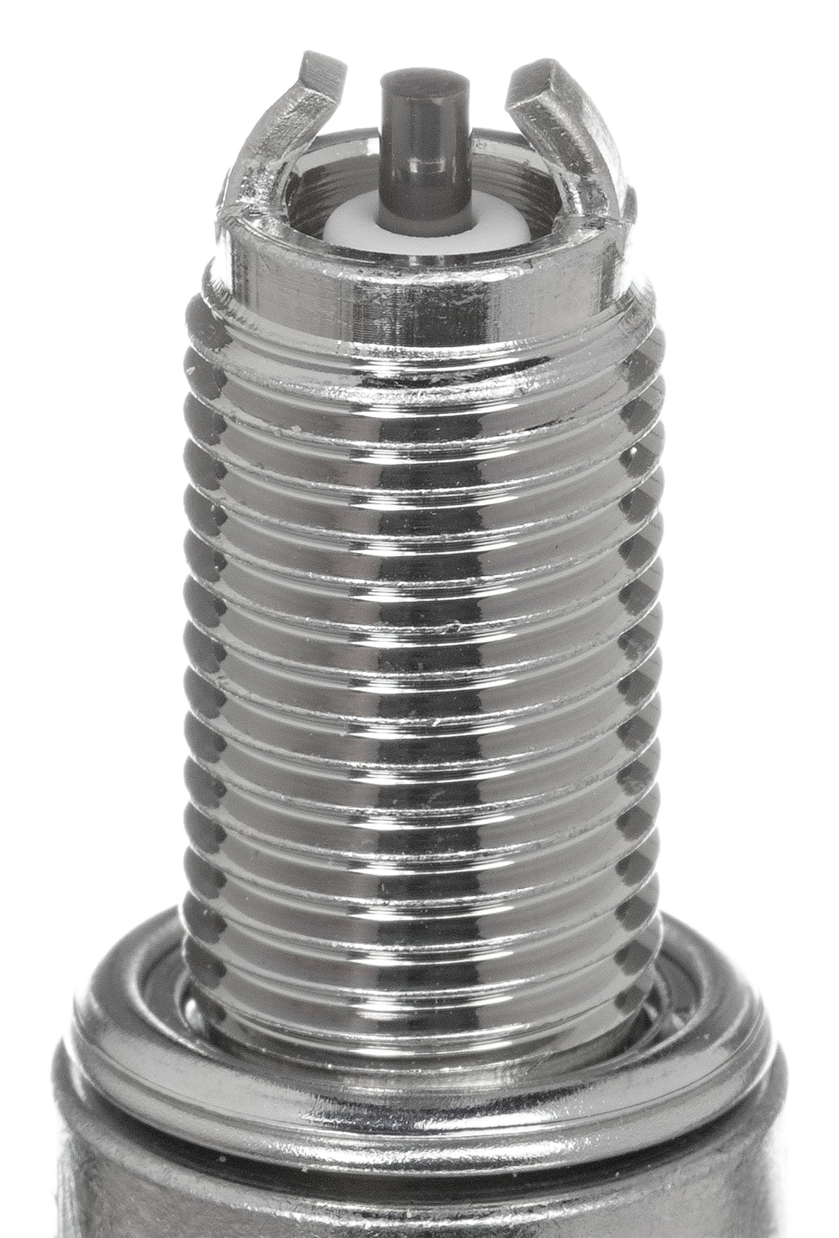 NGK CR9EK electrode close-up showing durable material and clean spark