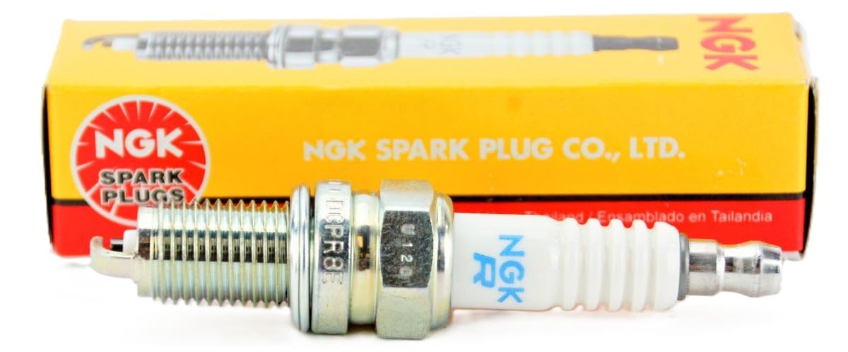 NGK DCPR8E close-up of electrode and ceramic insulator for reliable spark consistency