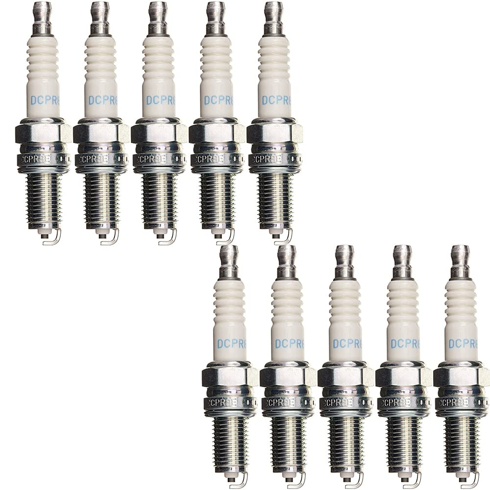 NGK DCPR8E front packaging showing ten genuine plugs and part number for easy verification
