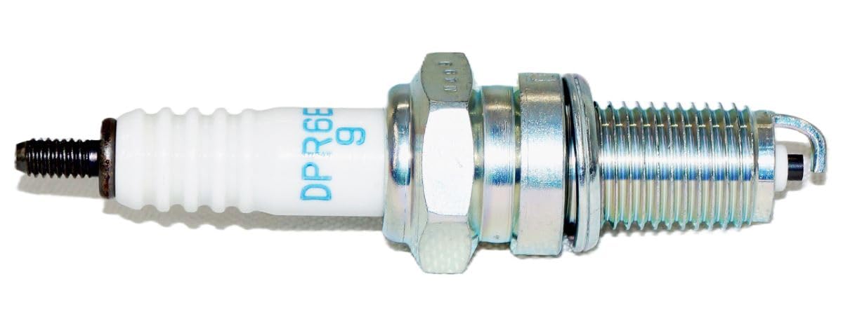 NGK DPR6EA-9 closeup of nickel electrodes showing durable tip construction benefit