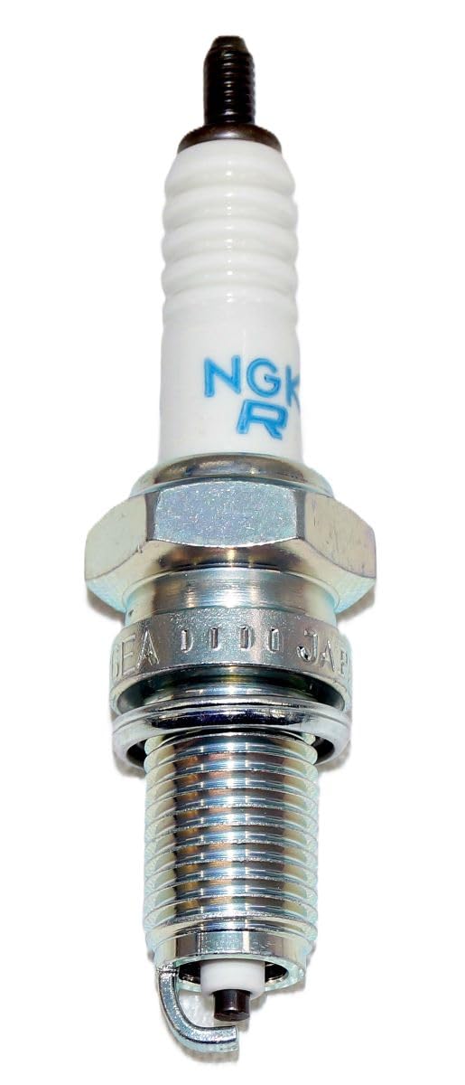 NGK DPR6EA-9 next to ruler showing 19mm reach and 12mm thread for fit verification